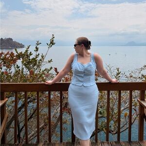 Baby Blue Stretchy Ribbed Skirt